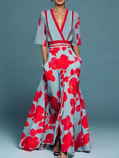 Weit geschnittener Jumpsuit mit Blumenmuster