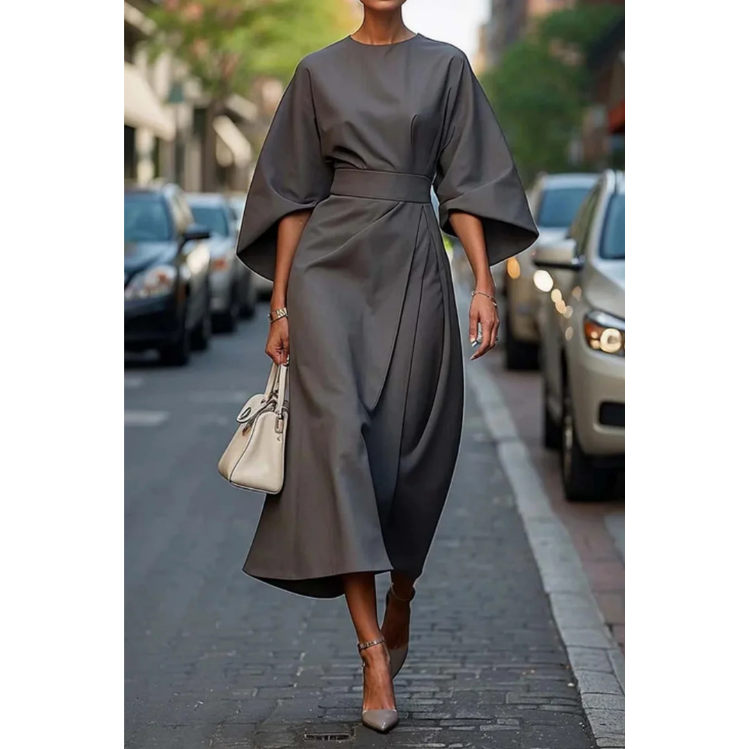 Kleid mit Laternenärmeln und Gürtel
