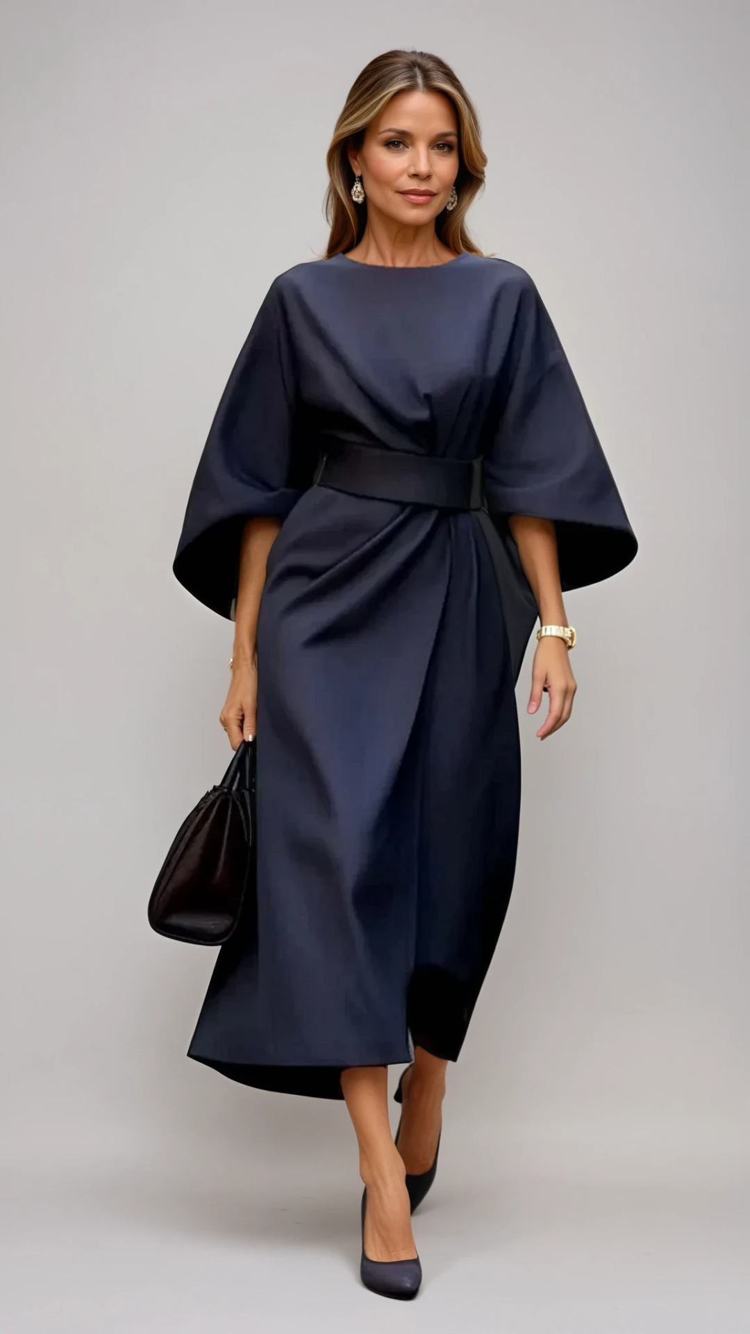 Kleid mit Laternenärmeln und Gürtel