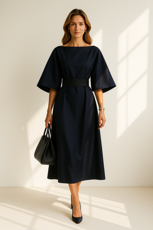 Kleid mit Laternenärmeln und Gürtel