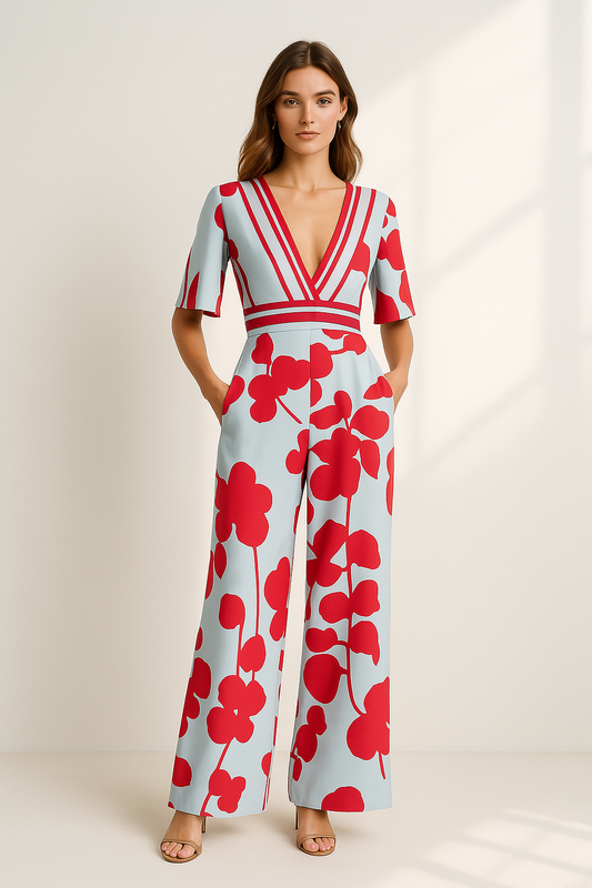 Weit geschnittener Jumpsuit mit Blumenmuster