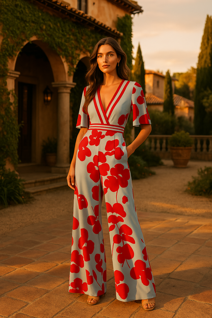 Weit geschnittener Jumpsuit mit Blumenmuster