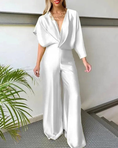 V-Ausschnitt Jumpsuit für Damen mit Flügelärmeln
